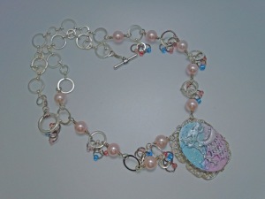 pink and blue necklace